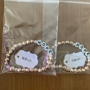 Krissette Martin Designs "Hope" Beaded Bracelet Stack – Pink & White Set of Two